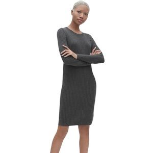 Gap Cozy Dark Grey Long Sleeve Ribbed Sweater Dress Size Small